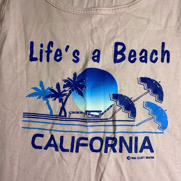 Vintage 80s 1986 California Life’s A Beach Tank Top Medium Made in USA! Miller - Picture 2 of 7